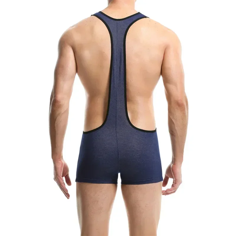 Sexy Mens Jockstrap Undershirts Bodysuits Wrestling Singlet Leotards Bugle Pouch Shorts Sports Jumpsuits Underwear Homme Rompers