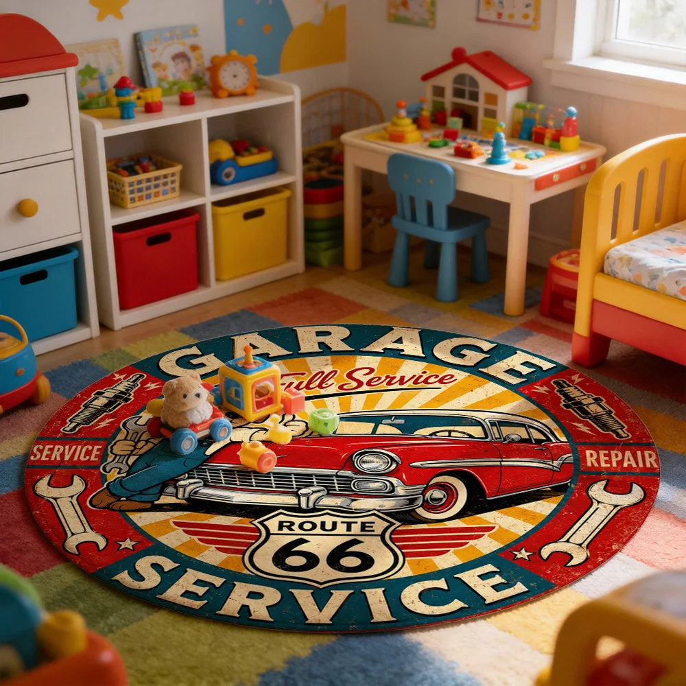 Vintage Route 66 Garage Full Service Car Repair Dog Mat Doormat Retro Americana Style Welcome Mat