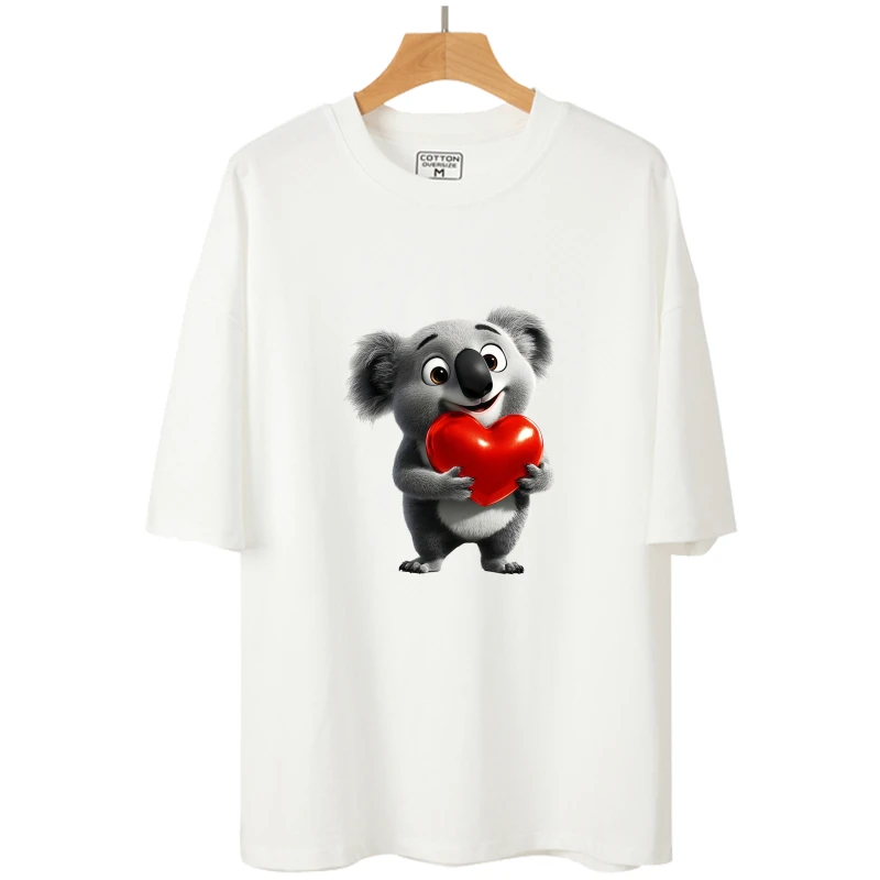 22cm Cute Animal Holding Love Heat Transfer Stickers Panda Elephant and Koala Children's T-shirt Printed Stickers Ironing Patch