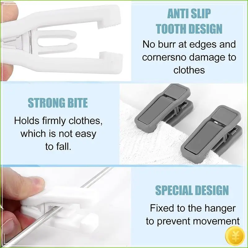 Plastic Hanger Clips For Baby Clothes, Strong Plastic Clips For Hangers, Multi-Purpose Hanger Clips For Velvet Hangers Durable