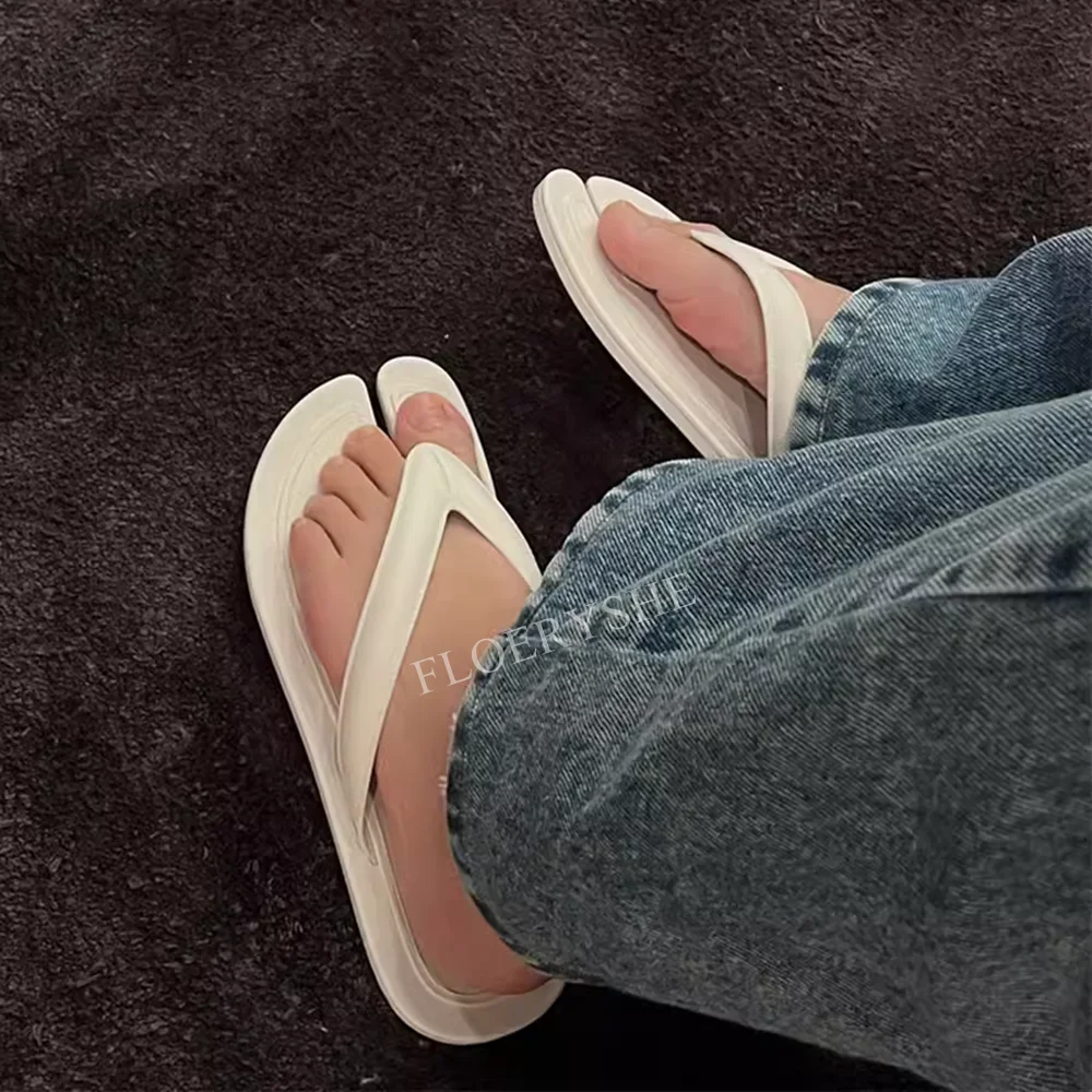 Chinelos casuais flip-flop para mulheres, sólido, dedo do pé redondo, confortável, praia, fora, sapatos plus size, nova chegada, frete grátis