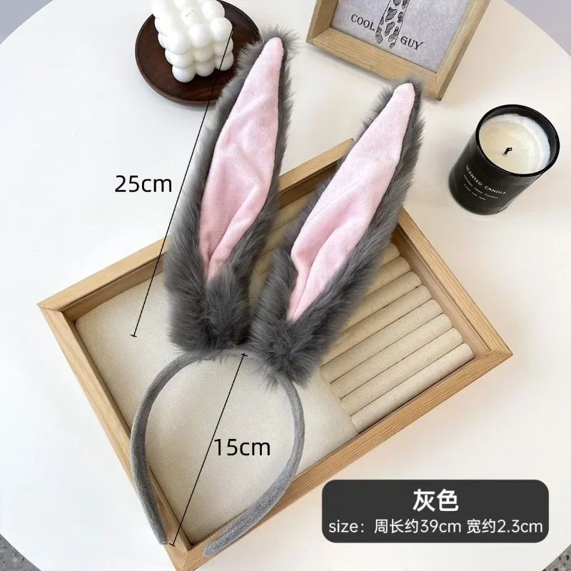 1pc Women Plush Rabbit Ear Decor Fur Costume Headband, Elegant Boho Style Autumn/Winter