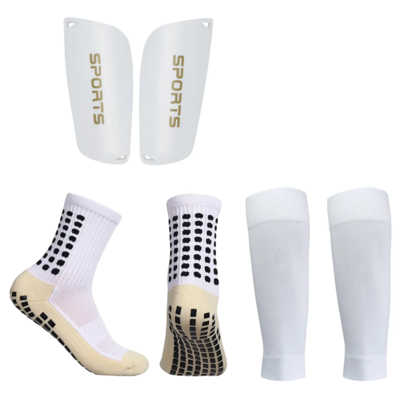 3피스 유니섹스 스포츠 세트 - 퍼포먼스 양말, 레그 슬리브 및 논슬립 축구 타이츠 (축구, 하이킹, 체육관 훈련, 사이클링용)