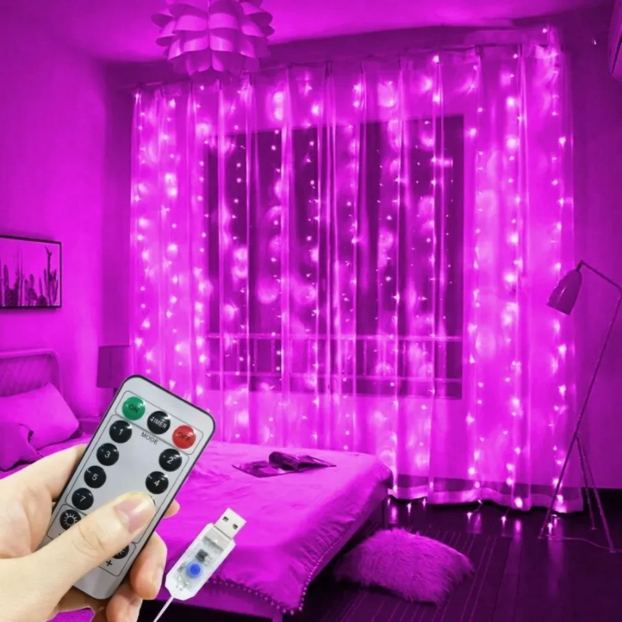 3/6m USB Festoon Remote Control Curtain LED String Lights Garland Fairy Garland Lights Christmas Decoration for Bedroom Home
