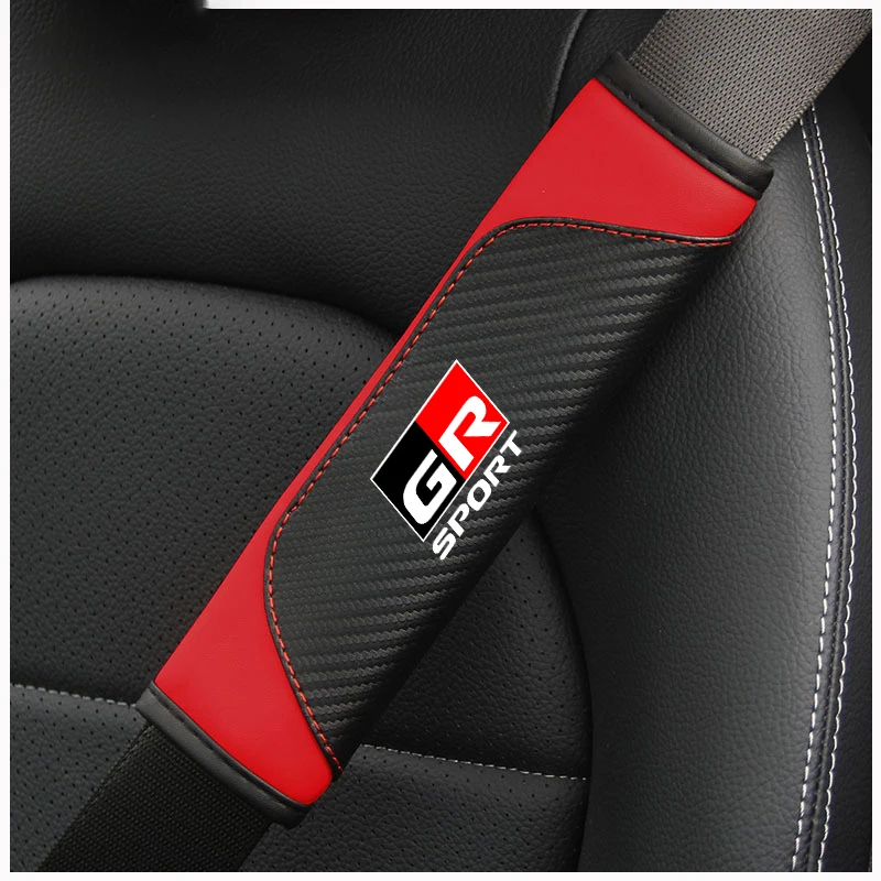 

2Pcs Leather Car Safety Belt Shoulder Protector Cover Pad For Toyota GR Sport CHR Yaris Hilux Rav4 Supra Auto Interior Accessory