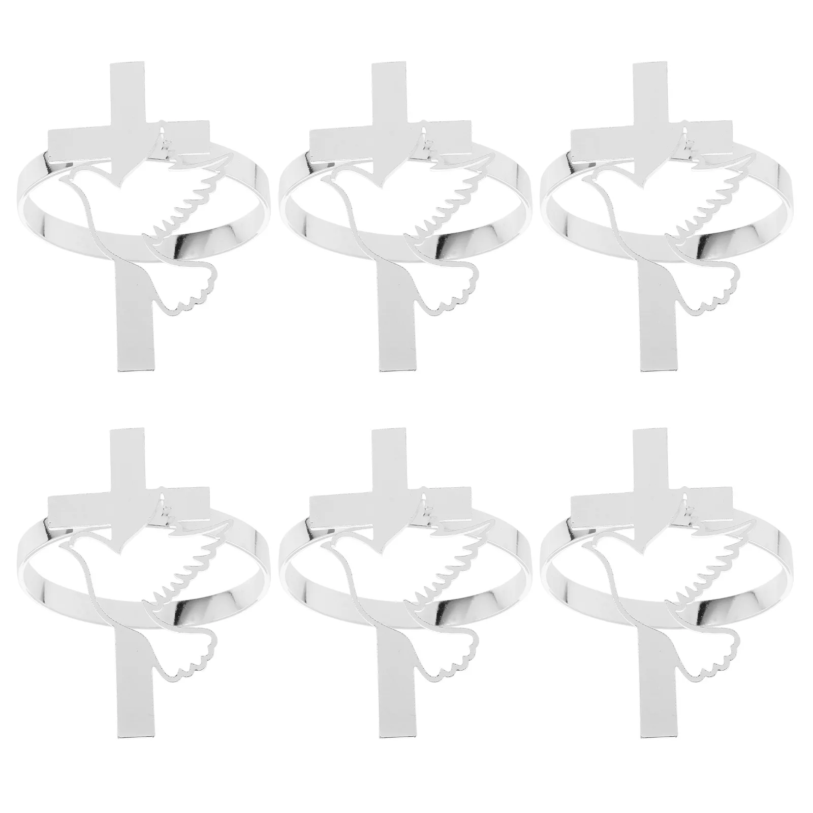 

6pcs Napkin Cross Dove Design Christian Table Decor Baptism Communion Party Faith Dining Decor Metal Religious Dining