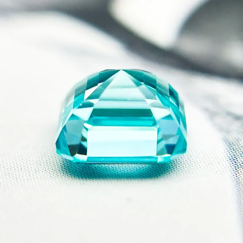 H-Lab gezüchteter Saphir in Paraiba-Farbe, quadratische Form, Asscher-Schliff, VVS1, der Charme der Schmuckherstellung mit Zertifikat, Großhandelspreis – Detail 2