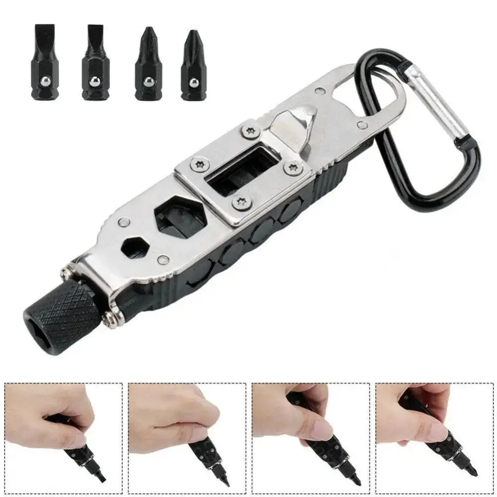 

Repair Tool Opener Screwdriver Portable Magic Multifunction Screwdriver Adjustable Stainless Steel with LED Night Light Camping