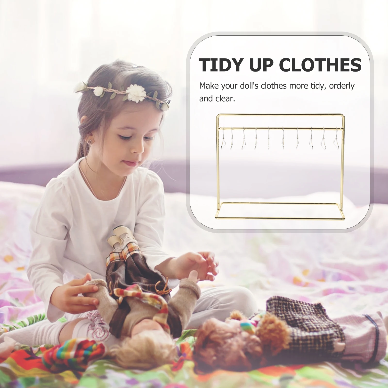 

Набор миниатюрных вешалок для одежды: прочная железная стойка для одежды, миниатюрная мебель, стеллаж для хранения, аксессуары для миниатюрного дома