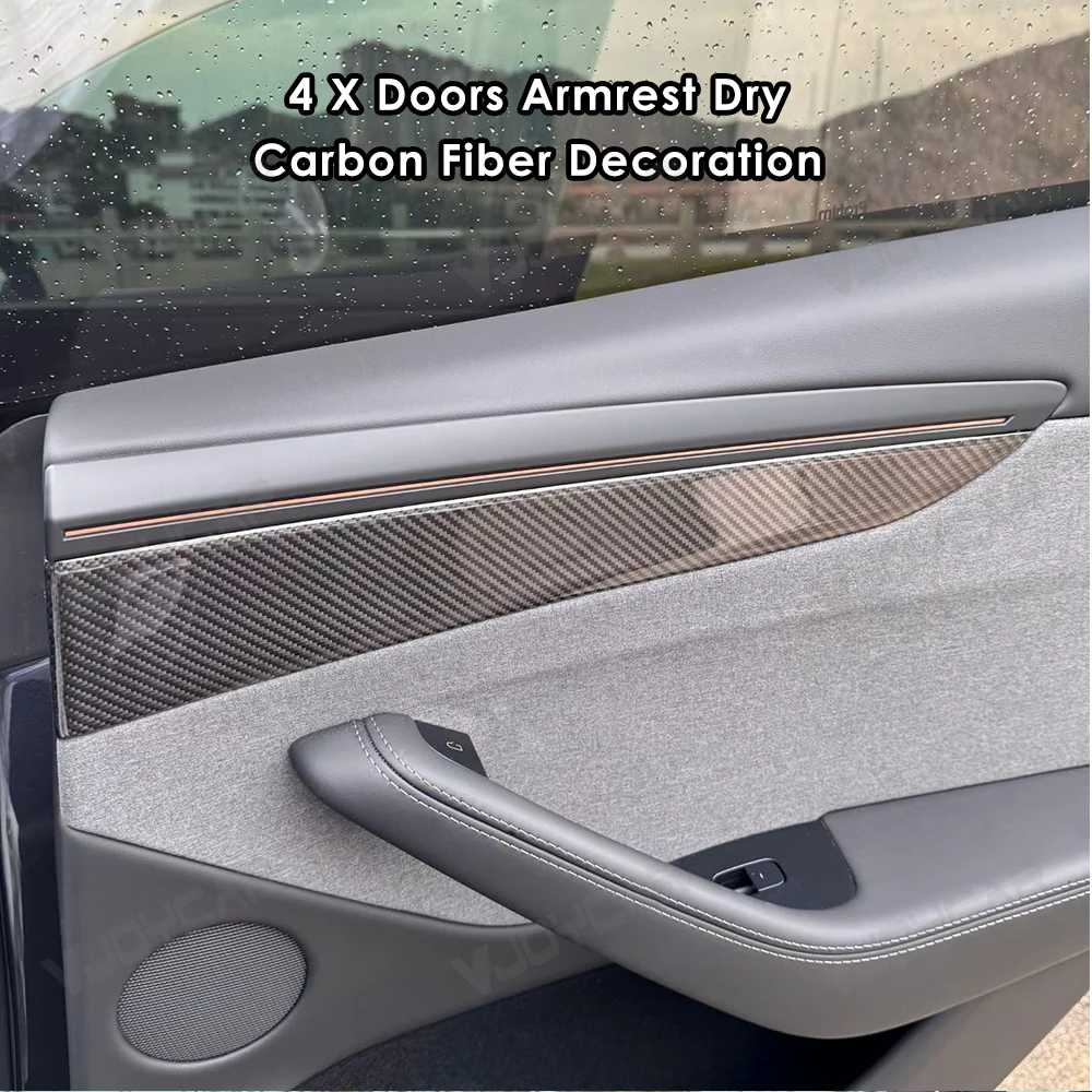 2026 New For Tesla Model Y Juniper Real Carbon Fiber Door Trim Car Interior Decoration for New Model YL 4 Door Carbon Stickers