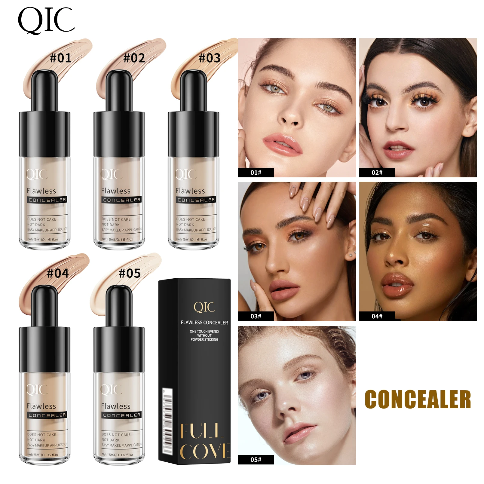 Multi-use Concealer Foundation Cream Hydrating Full Coverage for Blemishes Dark Circles Contour Highlight Face Makeup