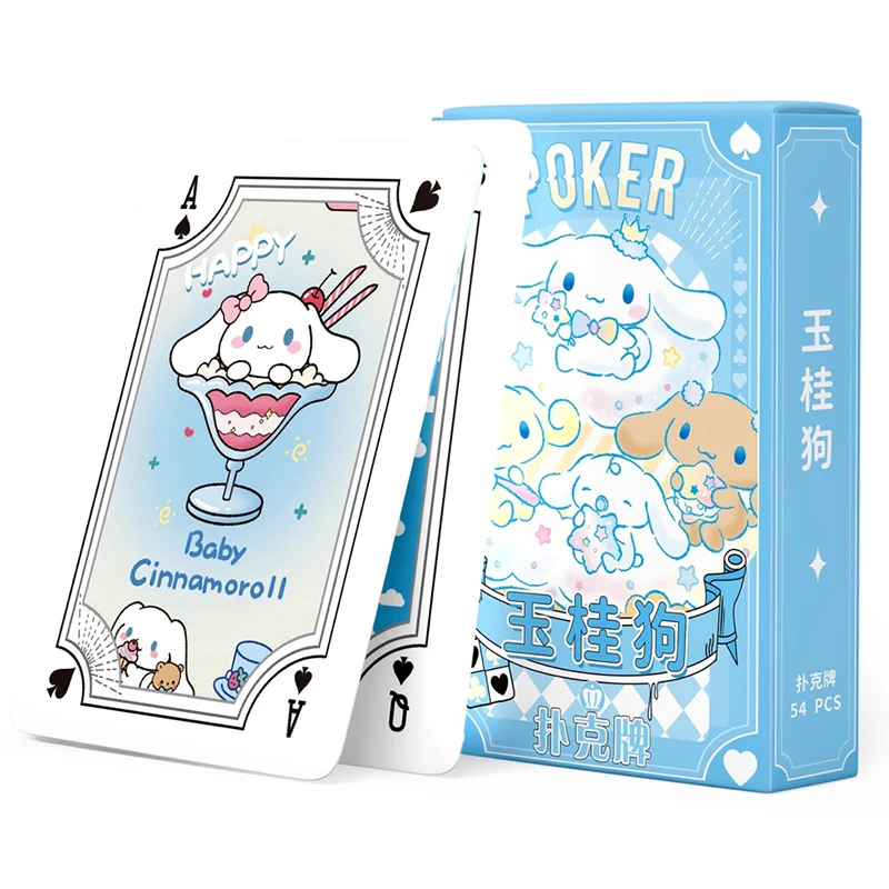 Sanrio naipes juegos de mesa dibujos animados lindo Kuromi My Melody Cinnamoroll Pochacco pompón Purin Hello Kitty niño niños juguete cubierta