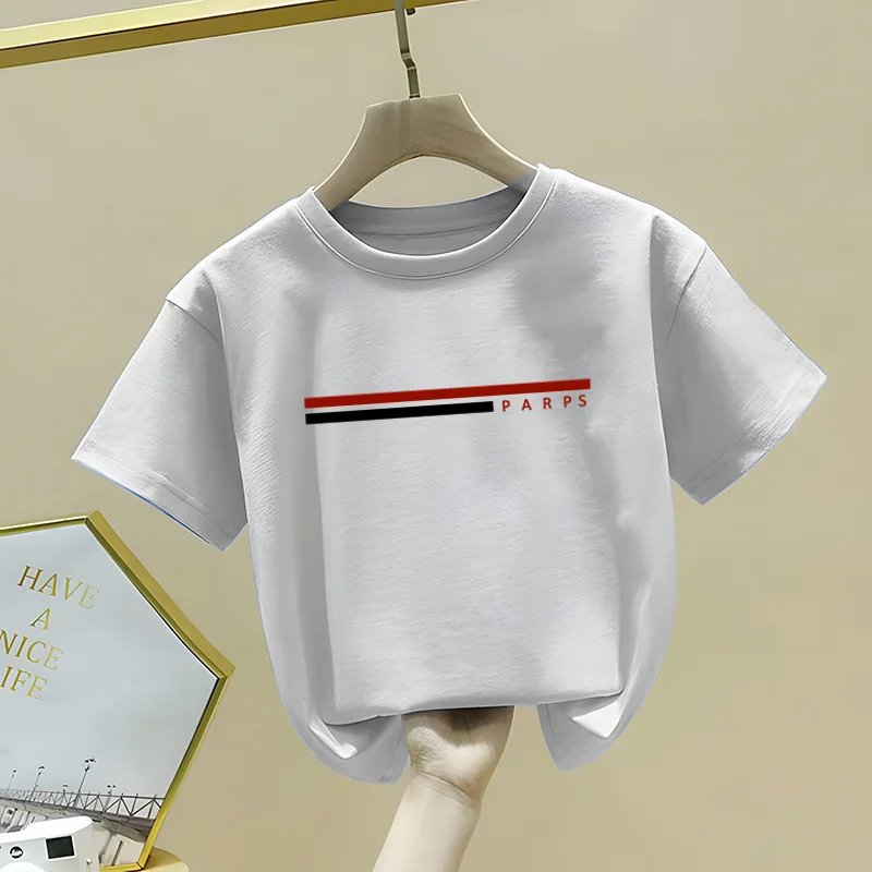 PARIS Summer New Boys and Girls Round Neck Casual T-shirt Street Original Printed Comfortable Children's Short Sleeve Top