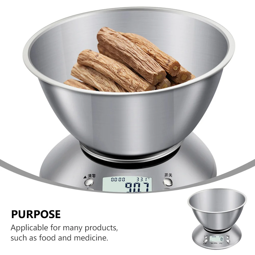 

1pc Digital Kitchen Scale Stainless Steel 1G-5Kg Precision Food Weight Scale Zero For Cooking Baking