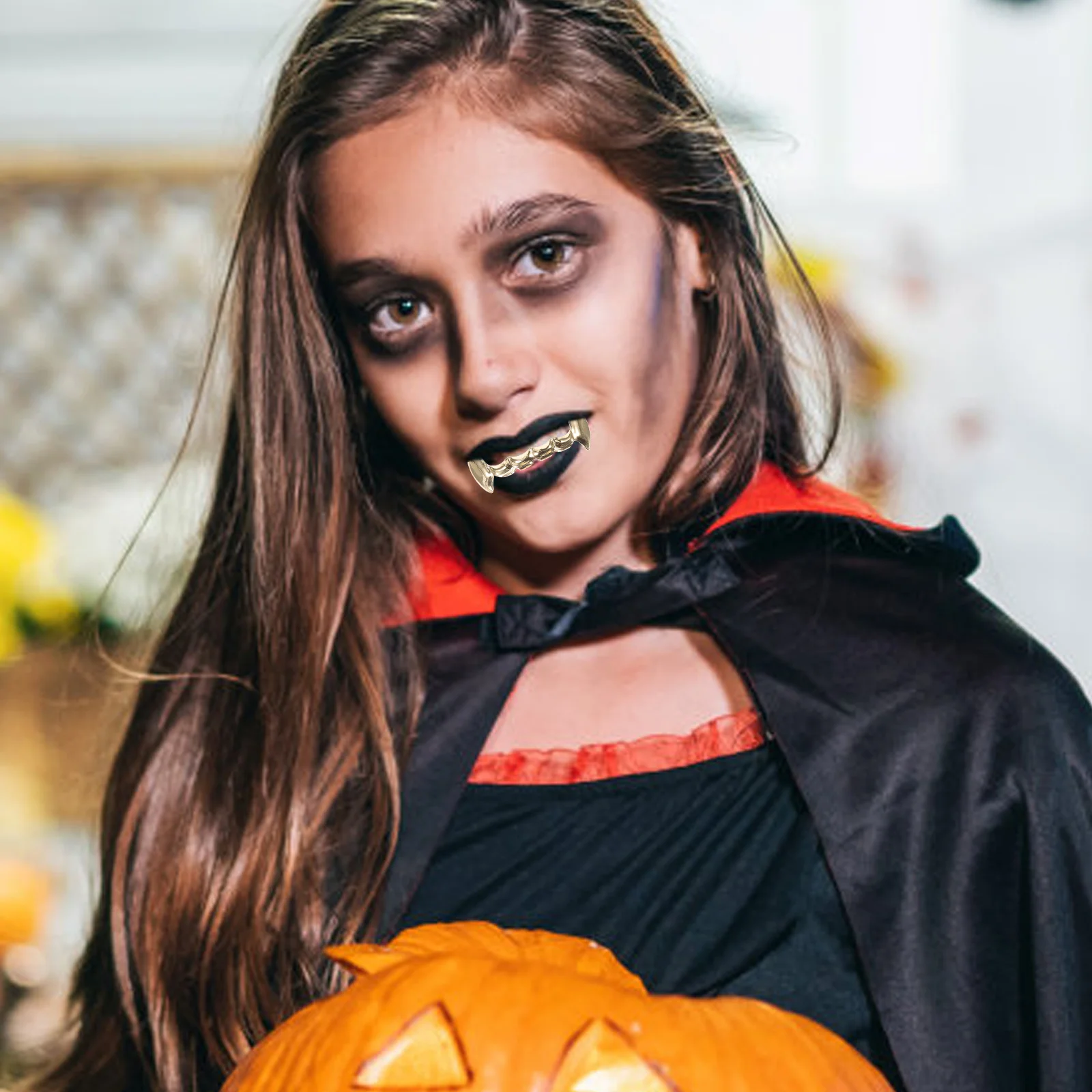 

8 Gold Teeth Accessories Mouth Grills For Women Hip Hop Mouth Grills Halloween Costume Copper Material Comfortable Easy to Wear