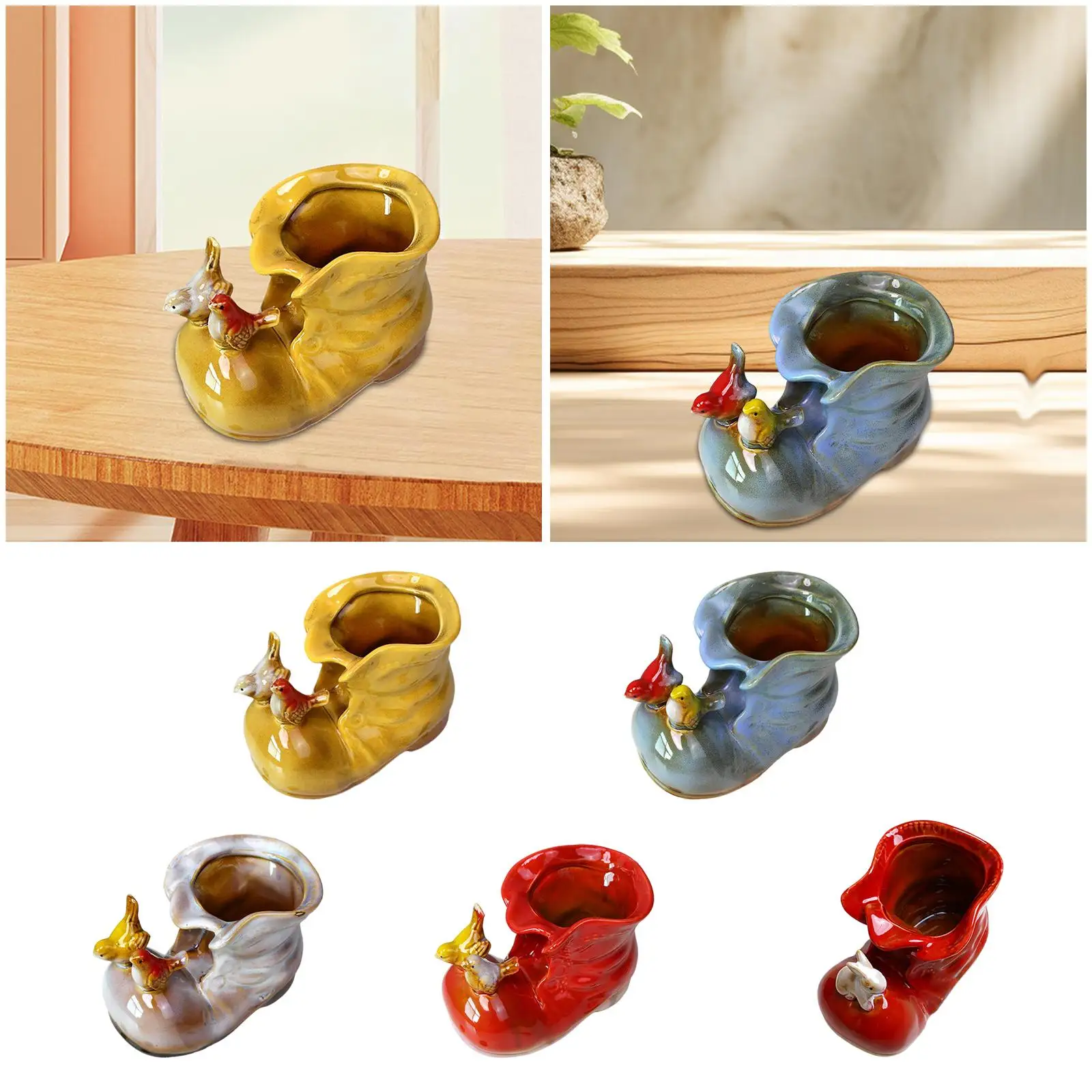 Pencil Holder Boots Sculpture Decoration Table Centerpiece Desk Organizer Gift Collectible Pen Container Porcelain Figurine