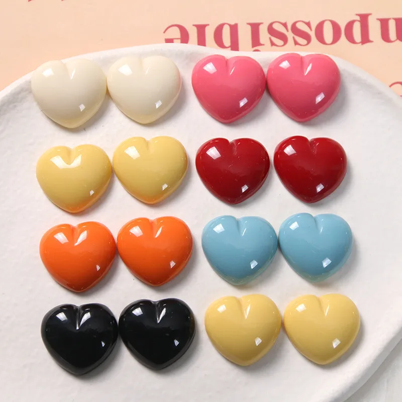 Newest 100pcs/lot color print geoemtry irregular hearts shape flatback resin cabochon beads diy jewelry earring/hair accessory