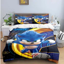 3D Exquisite Cartoon S-Sonic Wallpaper  Anime Digital Printing Bedding Set Duvet Cover Comforter Bed  Youth Kids Girl Boys Gift