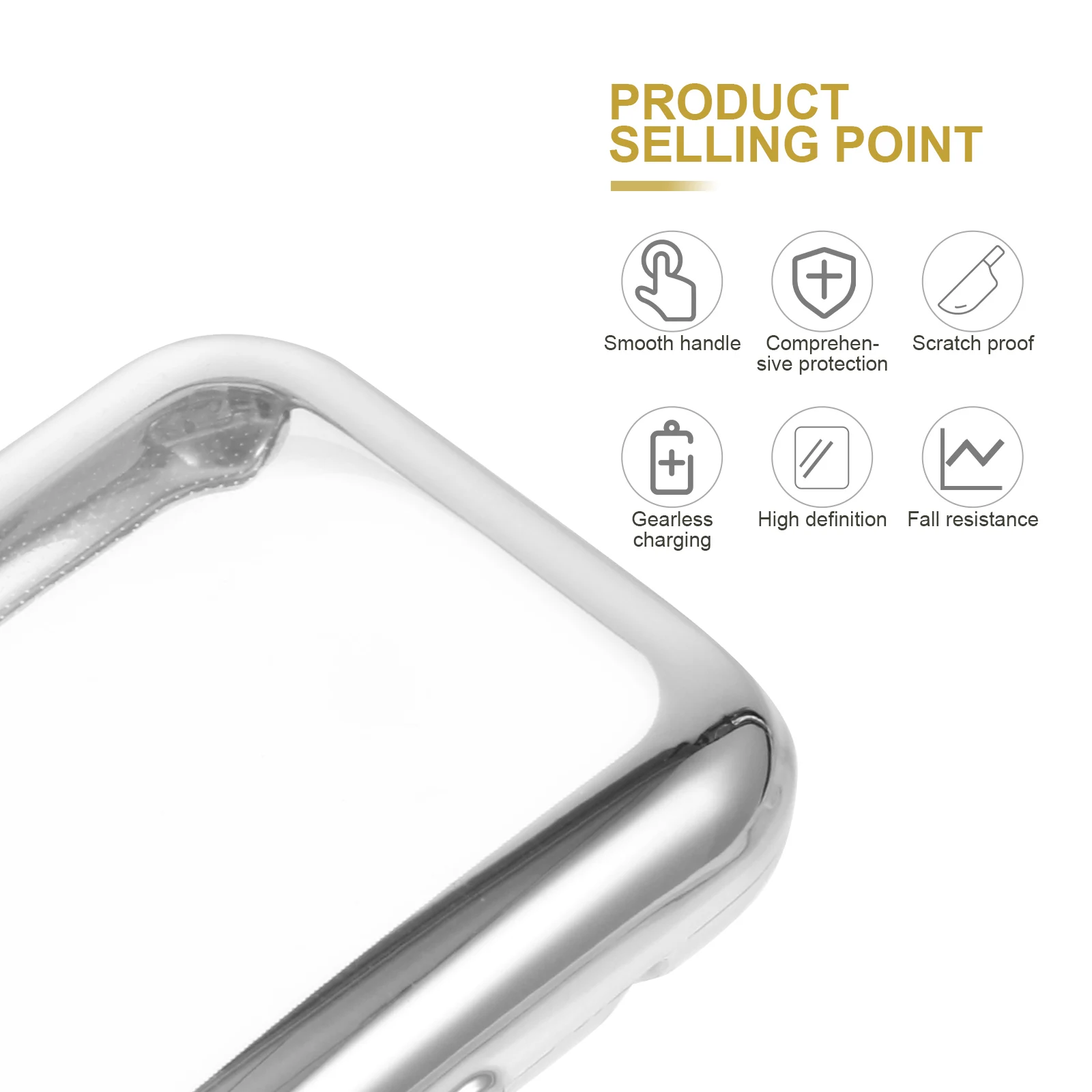 

Case All-inclusive Protective Watch Smartwatch Cases Frame Silver Protector Caps