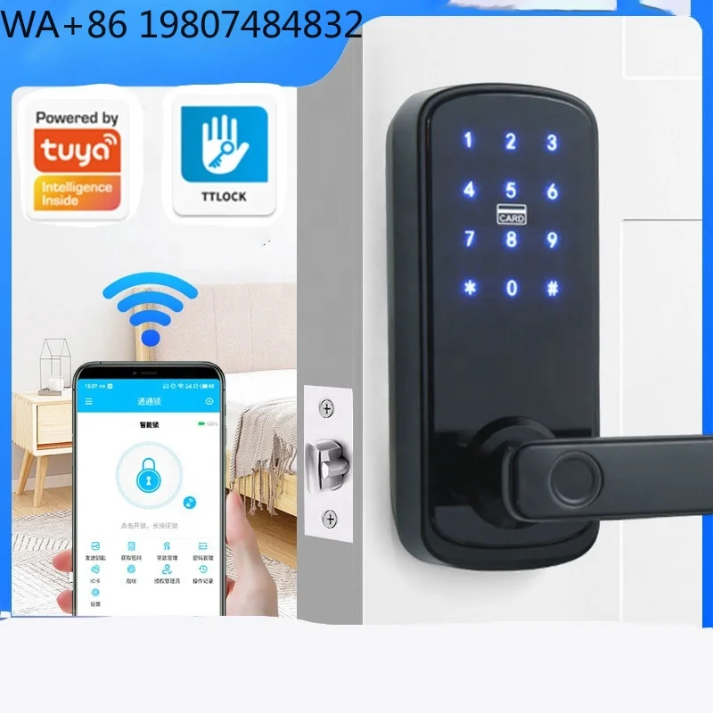 Hotel Digital Display Smart Door Lock NFC Fingerprint Password Keyless Entry WiFi App Remote Anti-theft Safety Lock