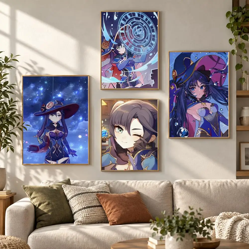 Game Mona G-Genshin Impact Poster HD Waterproof Aesthetic Wall For Home Decor Trendy Durable Easy To Apply Art