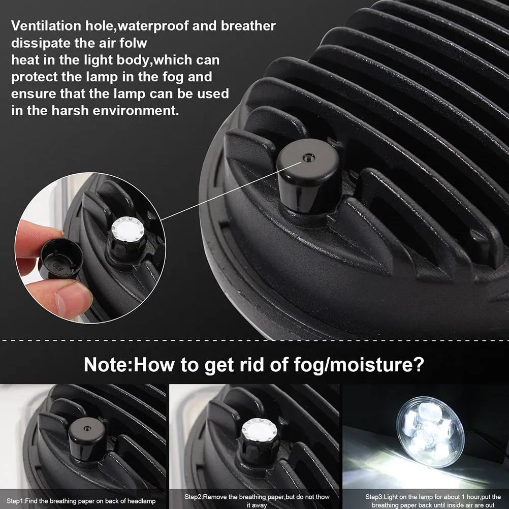 1Pcs Waterproof Custom Motorcycle Headlight Motorcycle Spotlight For Night Riding LED Inch Lamp Beads Round Angel