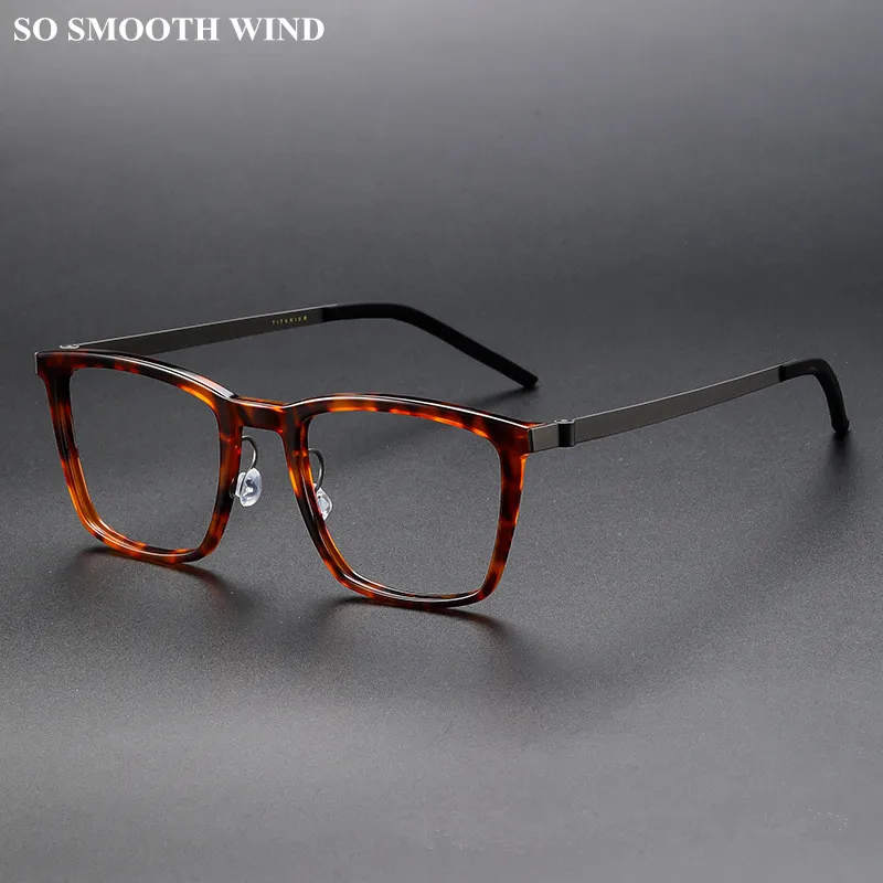 

Denmark Brand Titanium Acetate Glasses Frame Men Women Square Screwless Prescription Eyeglasses Optical Blue Light Frames 1260