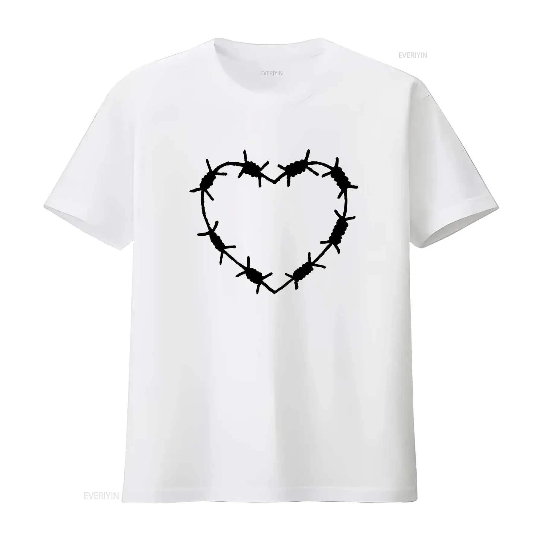 Barbed Wire Heart T Shirt Gothic Alternative Punk tee Tattoo Style Girlfriend Emo clothing Cute vintage Washed Stylish fashion