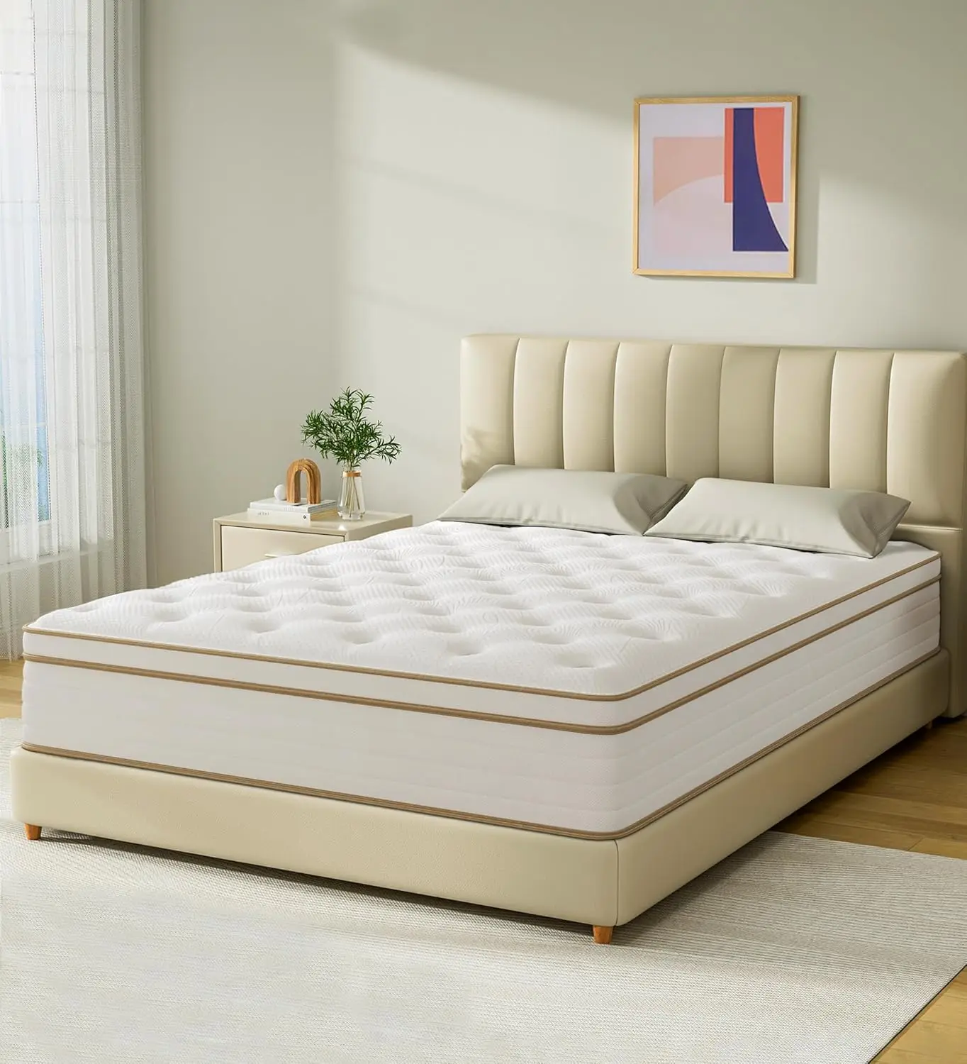 

Queen Mattress, 12 Inch Memory Foam Hybrid, Pocket Spring, Pressure Relief, Motion Isolation, CertiPUR-US