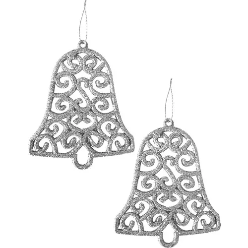 Use At Market Christmas Tree Bell Silvery Hanging Ornament 9x10 cm 6 pieces Gold