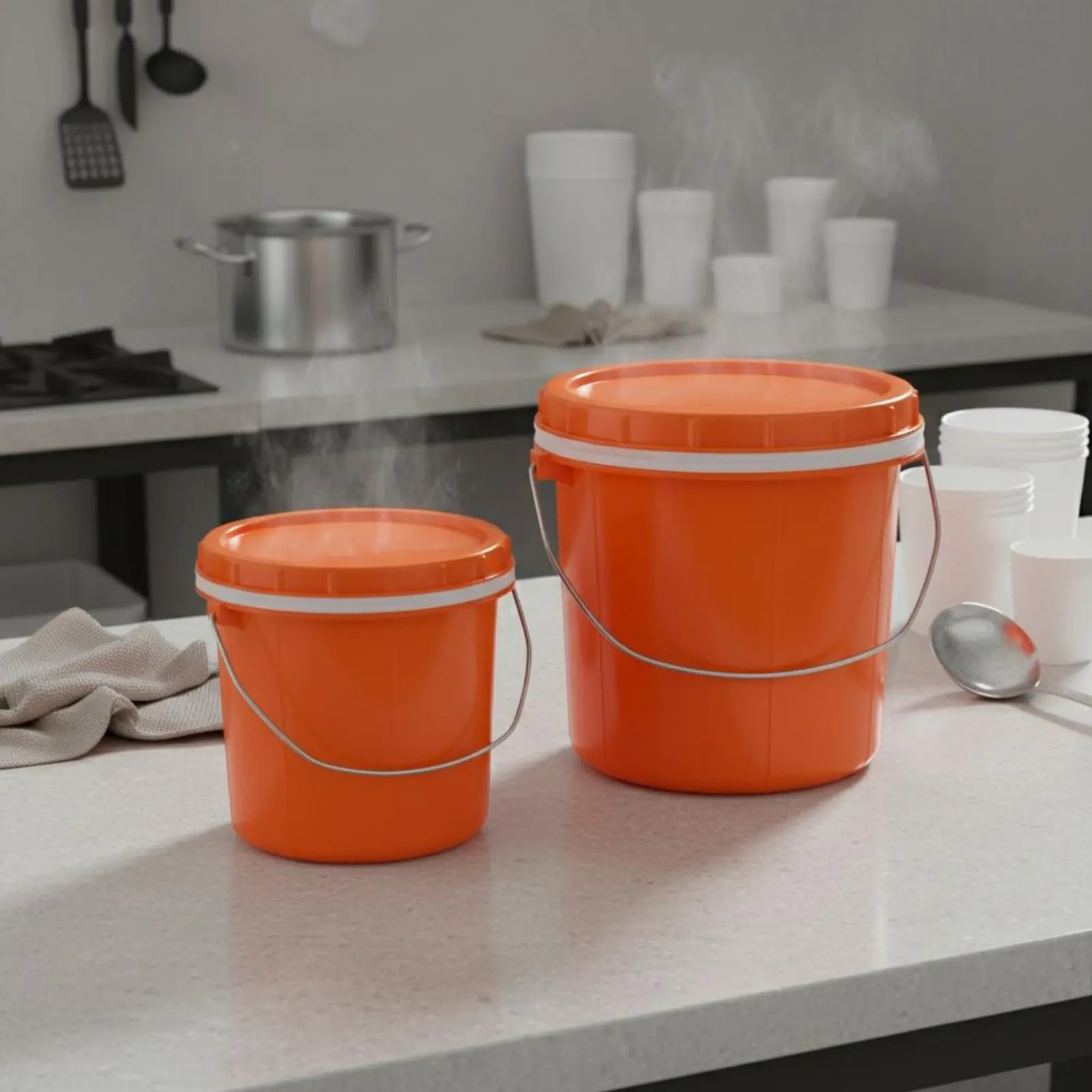 Contenedor Térmico Portátil Ligero para Transporte de Alimentos Calientes, Nevera para Bebidas, Asas Ergonómicas, Contenedor Profesional para Sopa