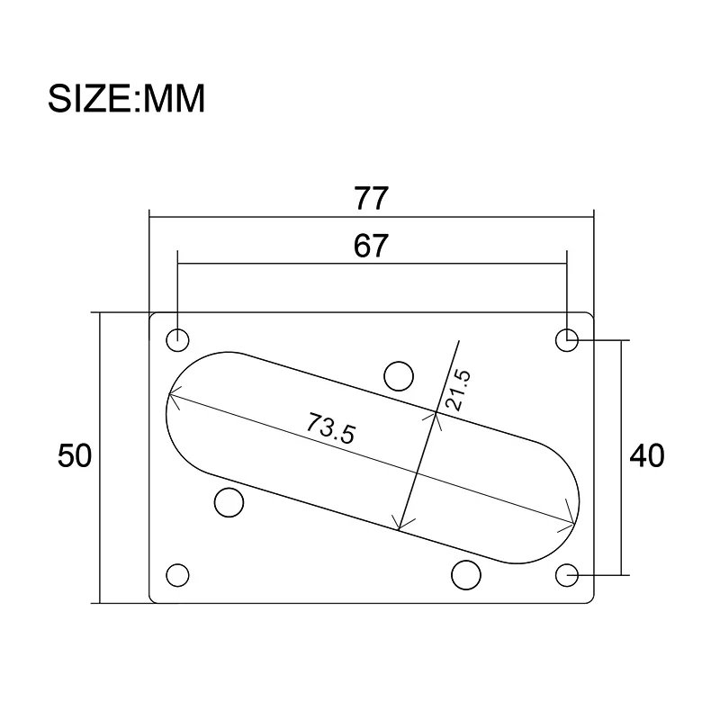 TL 브리지 스타일 픽업 금속 픽업 프레임용 픽업 링, Inner-73.5x21.5mm 플랫 링, 블랙, 골드, 크롬, 77x50mm