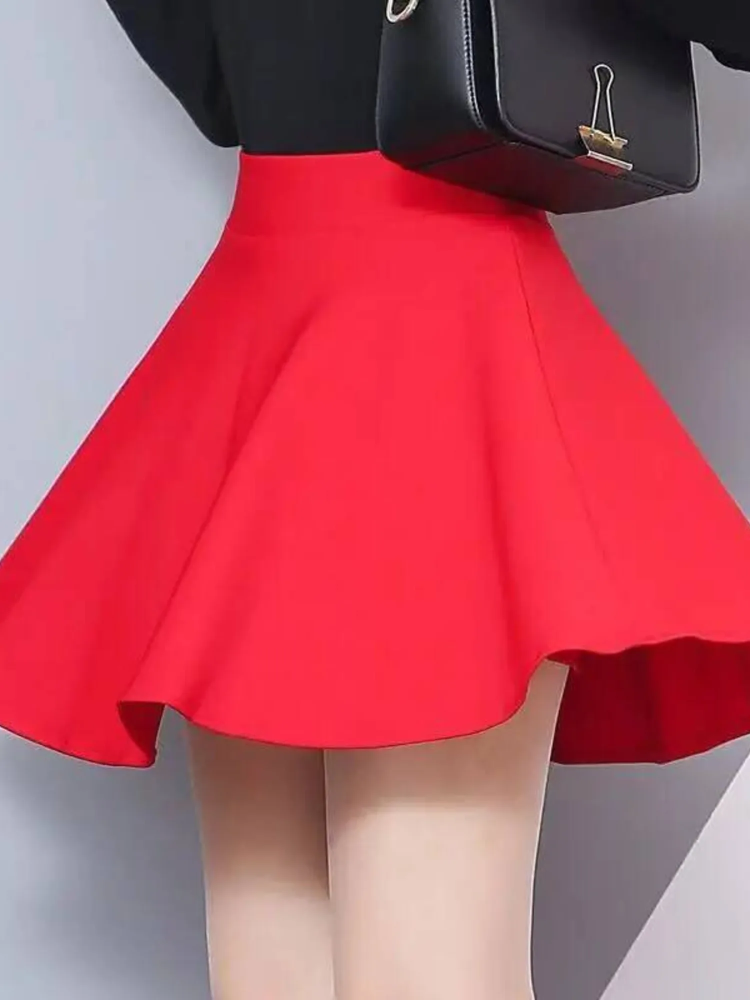 Effen kleur midi-rok met hoge taille voor dames, elegante vloeiende prestatierok voor moderne danspodiumkleding of ballroomoefeningen