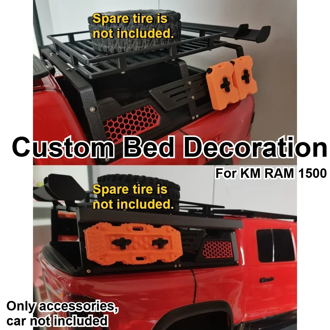 1/8 RC Offroad Crawler Vehicle Rear Bed Decoration Custom Model Number For KM RAM 1500 Decorative Styling Decor Upgrade Parts