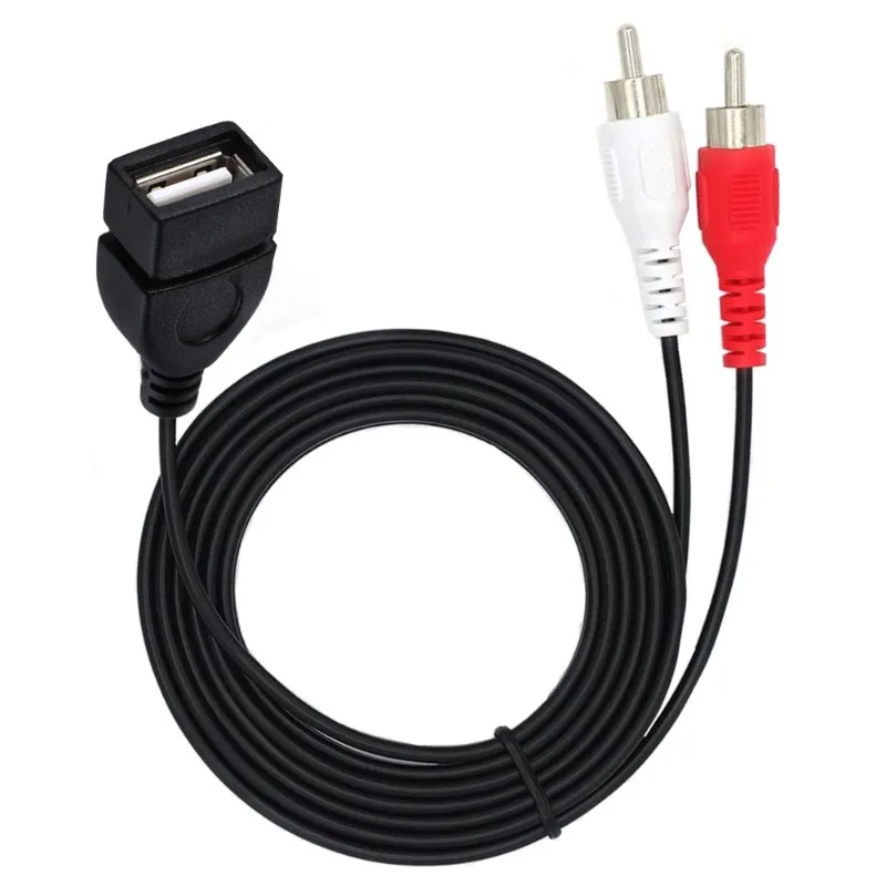 AF to 2RCA USB to 2RCA Male Converter Cable USB 2.0 Female to RCA Y-Shaped Adapter Lossless Audio Video Transmission