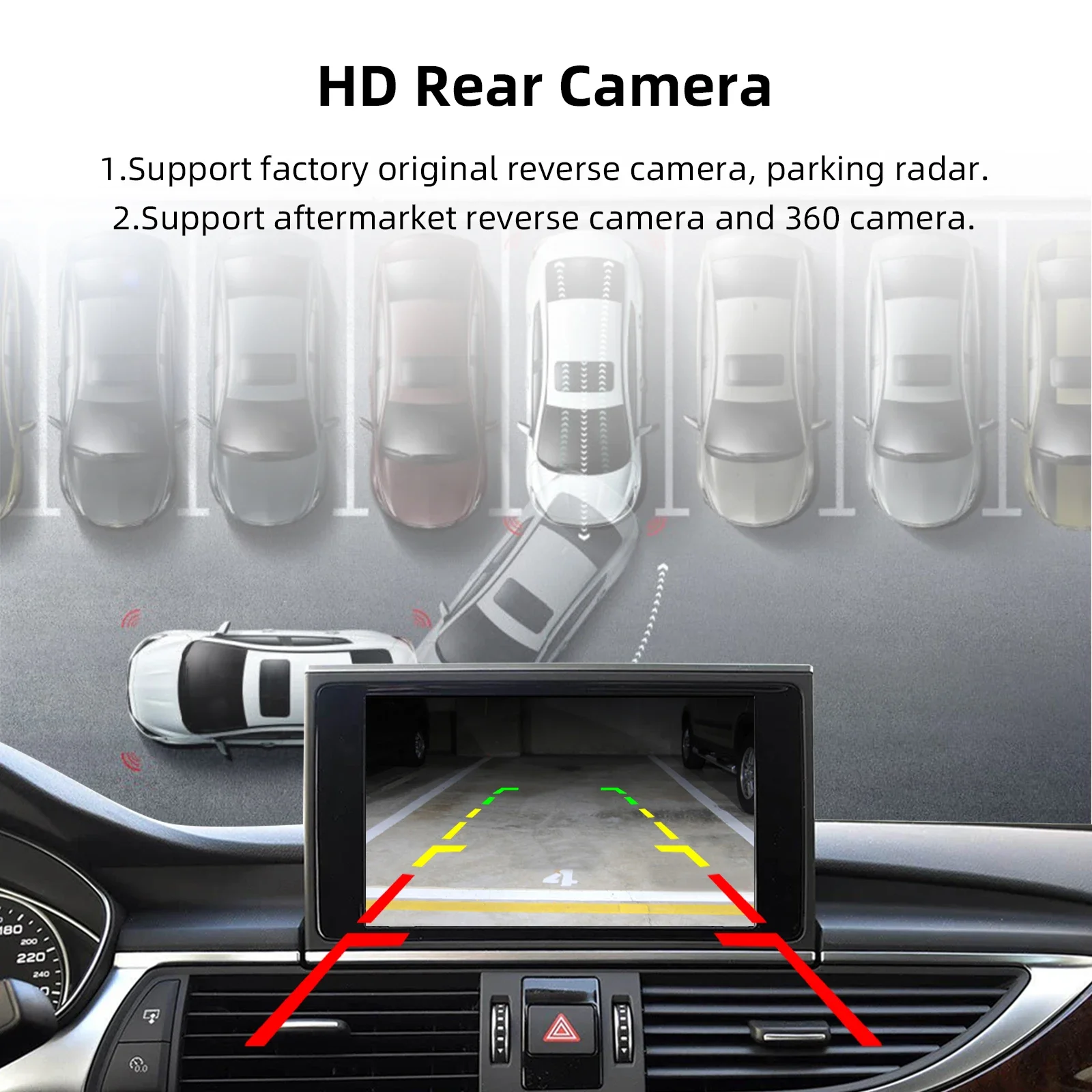 صندوق فك ترميز التحديثية التلقائي CarPlay Android اللاسلكي لأودي A4 A5 Q2L Q5L Q7 2014-2022 نظام MIB شاشة 7/ 8.8 بوصة ترقية OEM