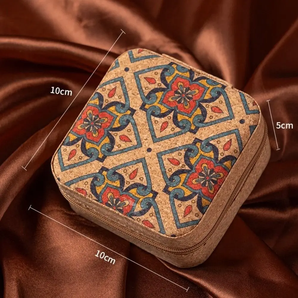 صندوق تخزين المجوهرات المحمول الرجعية سستة إغلاق منظم مجوهرات صغير الطبقات عرض المجوهرات أقراط حلقة