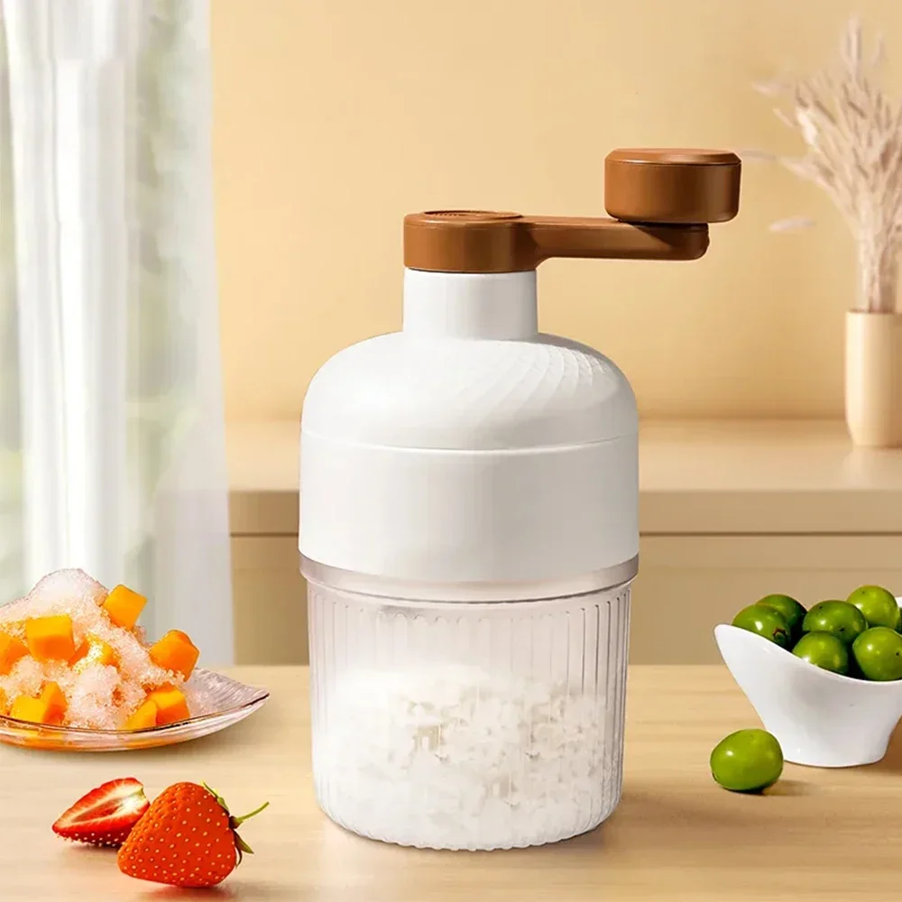 كسارة الجليد الصغيرة المحمولة آلة صنع الثلج المحلوق اليد تعمل حلق الجليد ميلك شيك صانع آلة عصير المنزلية أداة المطبخ