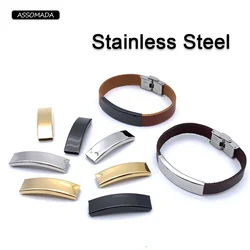 5pcs Square Stainless Steel Spacer Curved Tube Connector Tube For Leather Bracelet Necklace Beads DIY Jewelry Making Accessories