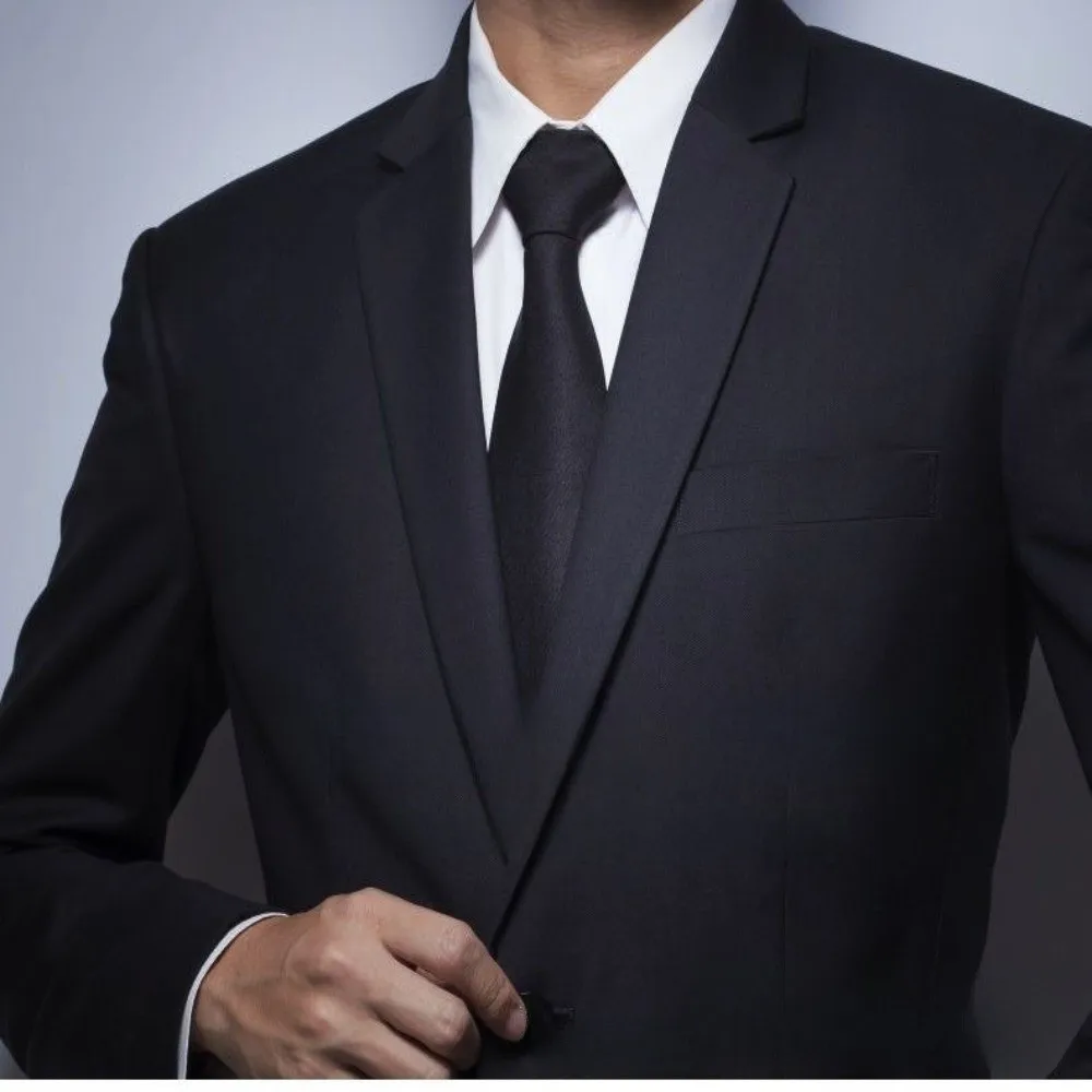 ربطات عنق سوداء تذكارية جديدة مقاس 8 سم ربطات عنق من البوليستر الأسود للرجال حفلة رسمية #5