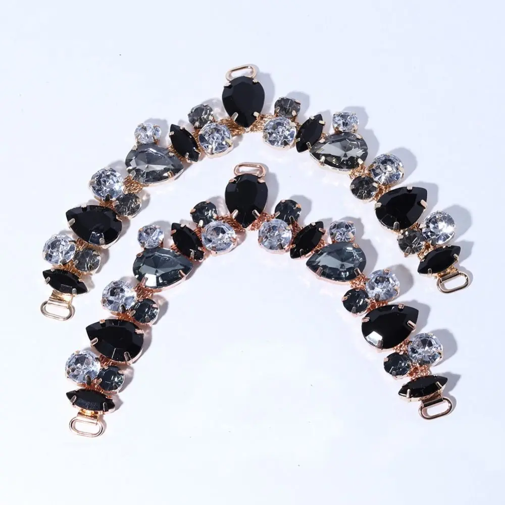 2pcs Sewing Accessory Acrylic Crystal Sandal Beach Slider Decorate Chain Removable DIY Shoe Buckles Shoe Flower Ladies
