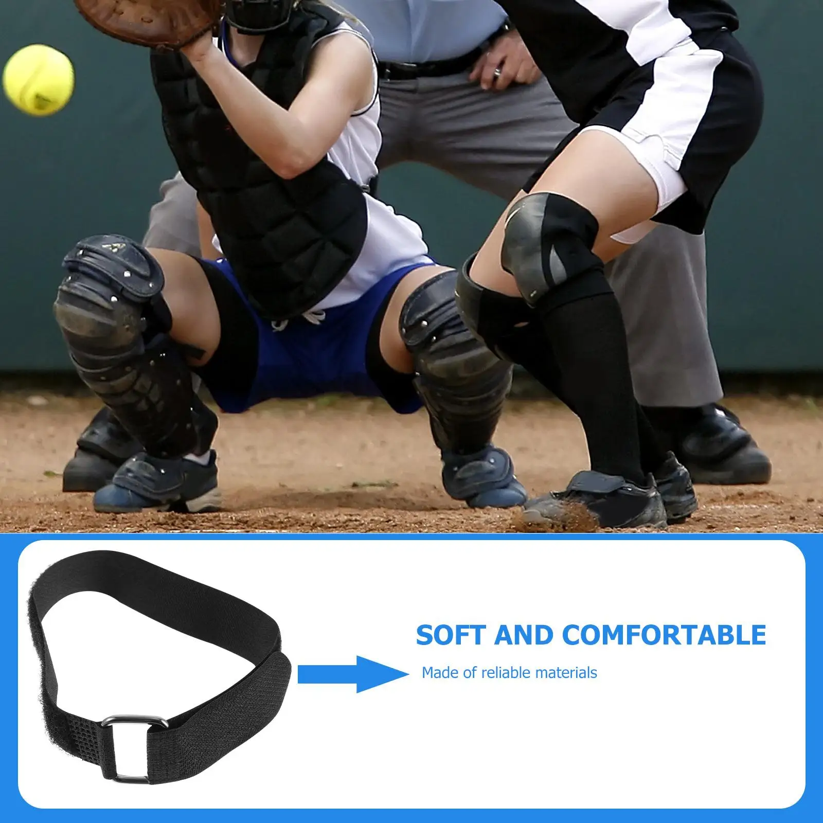 Umpire Shin Guards Adult Men Metal Buckle Strap Catchers Gear Replacement Straps Baseball Polyester Blend