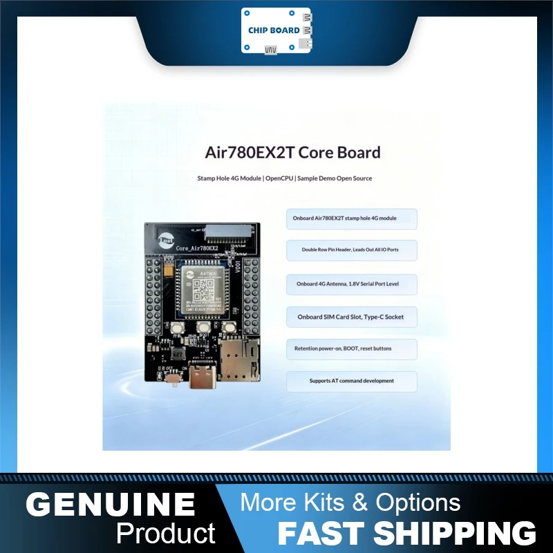 LuatOS Air780EX2T Core Board, LTE Stamp Hole Module, AT Command Dev Kit, 1.8V UART Communication Support