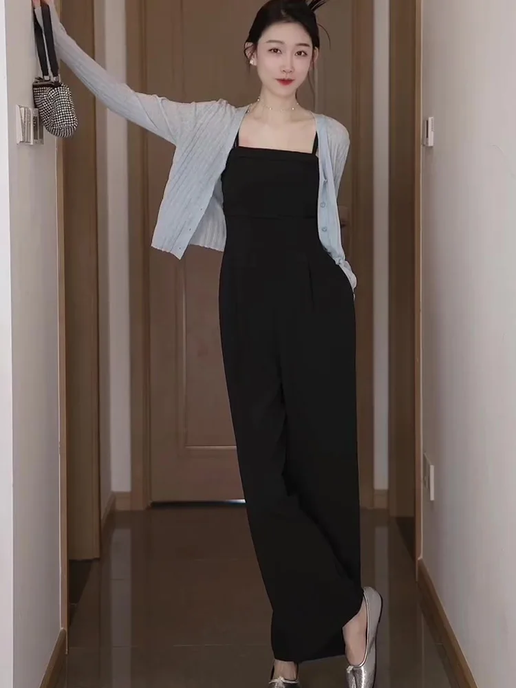 

Женский комбинезон Oajer Flagip Store с высокой талией и прямыми штанинами, летний, струящийся, повседневный, длинные брюки, ткань: прочее, 00% производство Китай