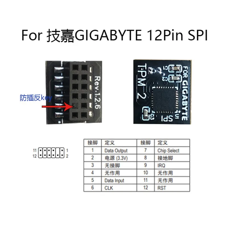 For GiGa 12Pin SPI Tpm 2.0 Remote Card Encryption Security Module