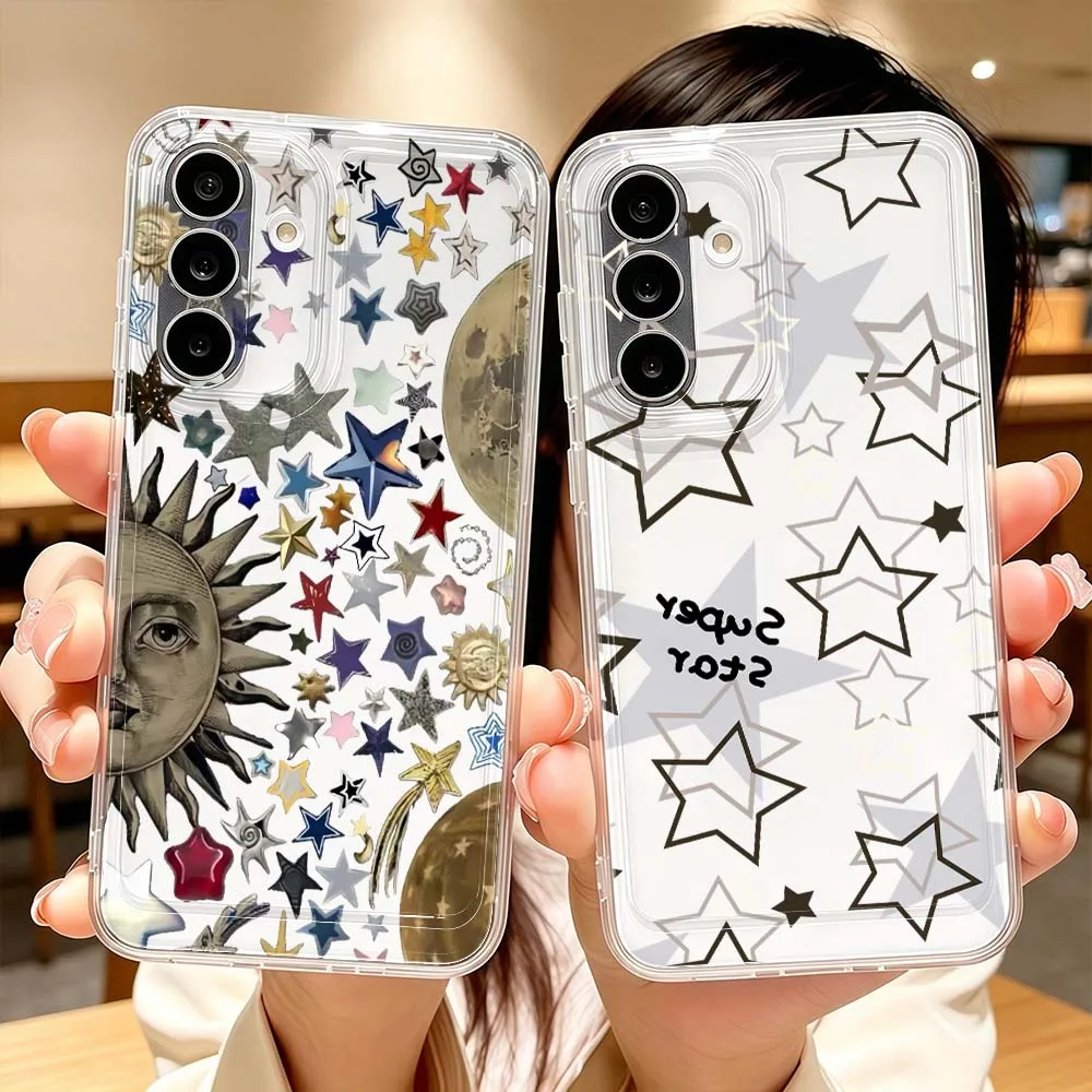 Luxurious Star Pattern Phone Case For Samsung Galaxy A71 A57 A56 A55 A54 A53 A51 A17 A16 A07 A06 A05 Transparent Cover