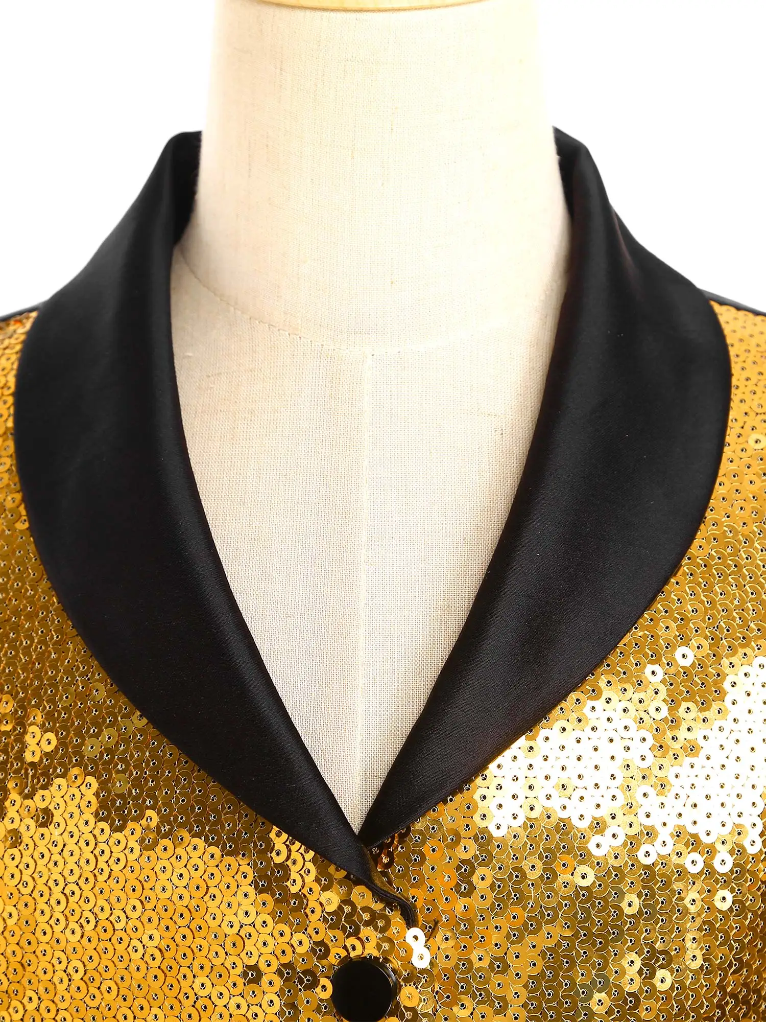 Children's Sequin Vest Girls Shiny Lapel Waistcoat Tank Top Jazz Dance Vest Disco Proms Music Party Festival Performance Costume