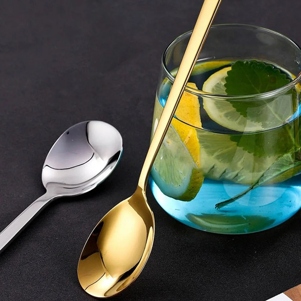 2 مجموعات الفولاذ المقاوم للصدأ عيدان قاعدة الملاعق جوفاء العزل الحراري مقبض طويل حافة ناعمة لمطعم المنزل أدوات المائدة الكورية