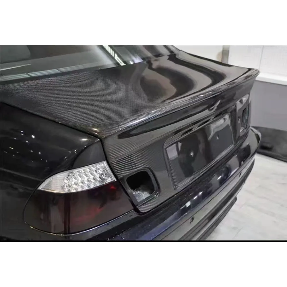 JXWANCF for BMW 3 Series E46 2002-2005 Real Carbon Fiber Car Rear Bumper Guard Tail Gate Trunk Lid Cover Decklid Panel FRP view 2