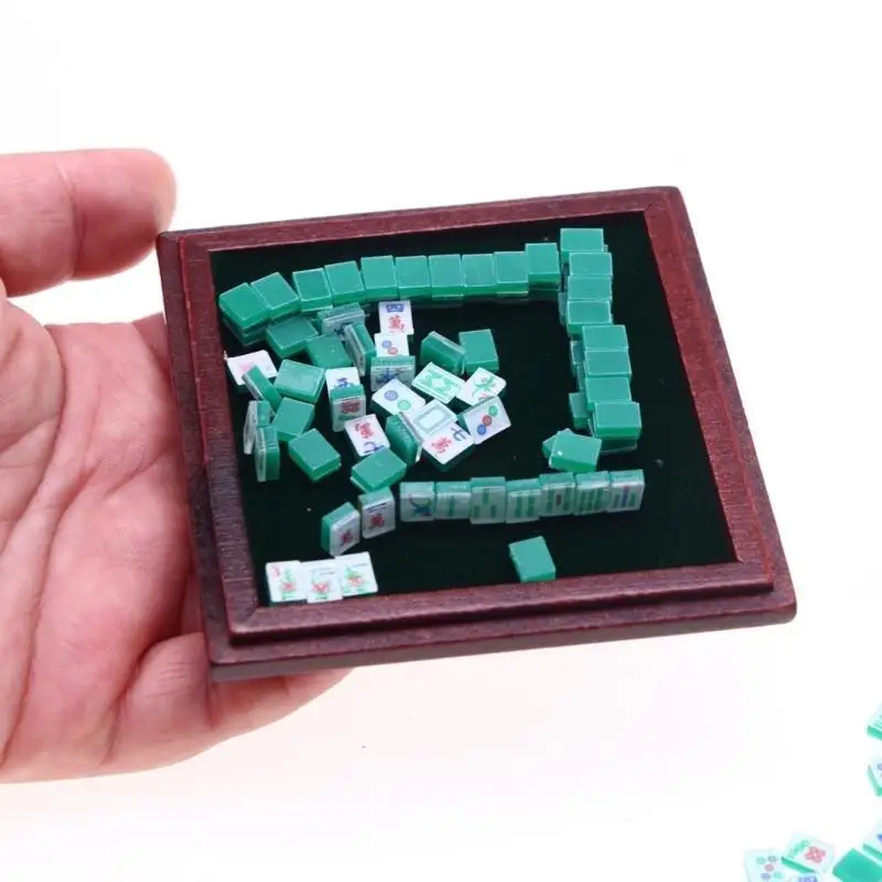 Puppenhaus Mahjong Fliesen Set realistische Puppenhäuser Mahjong Set realistisches Spiel realistisch 1:12 Modell Mini Größe L8RB